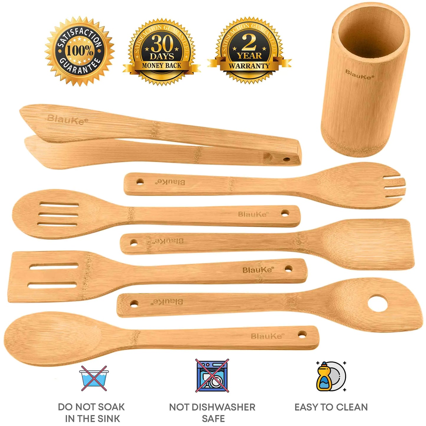 Bamboo Kitchen Utensils Set of 8