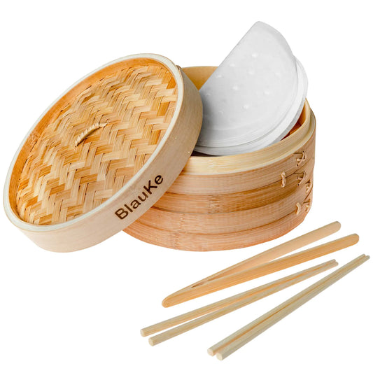 2-Tier Bamboo Steamer for Cooking