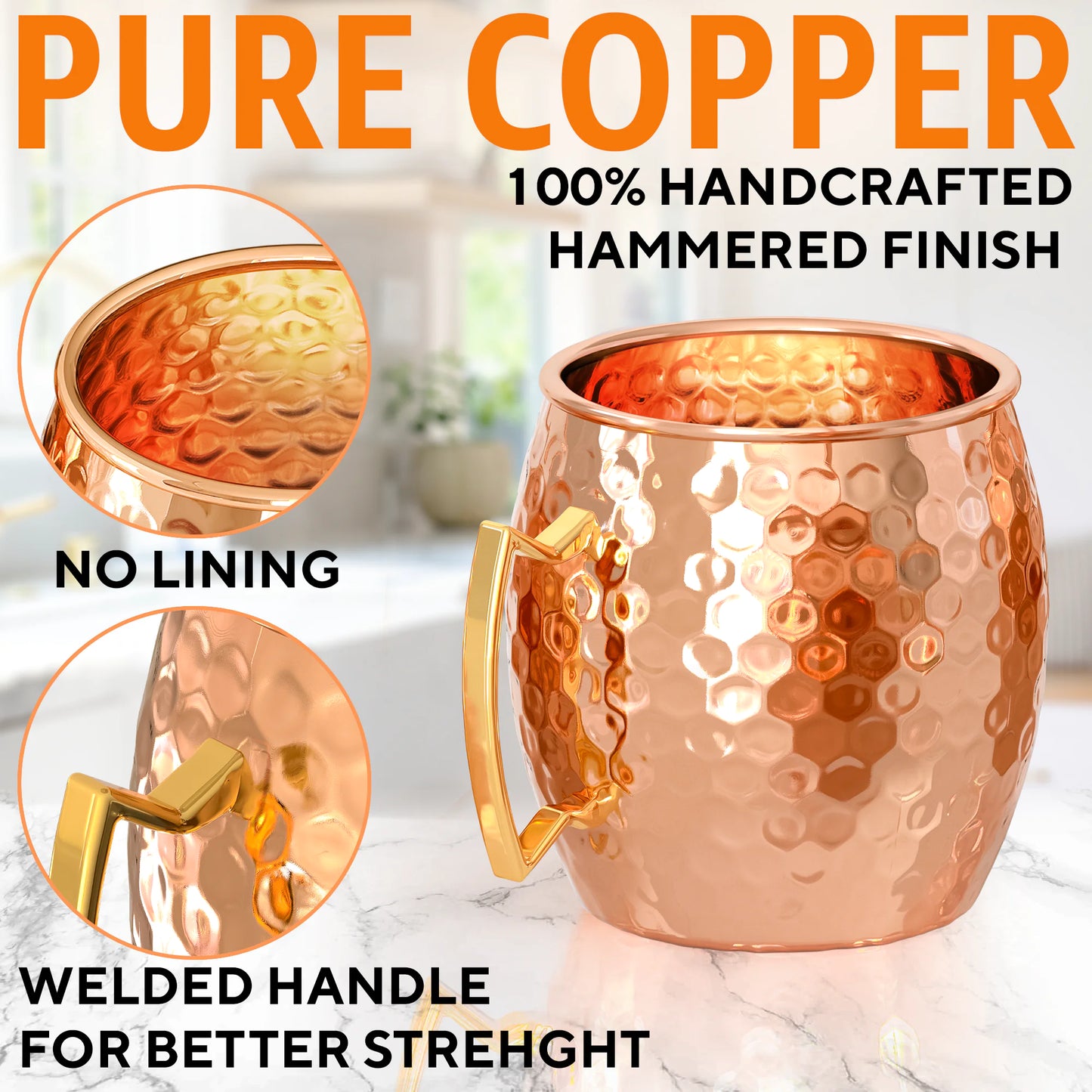 Moscow Mule Copper Mugs - Set of 2 -