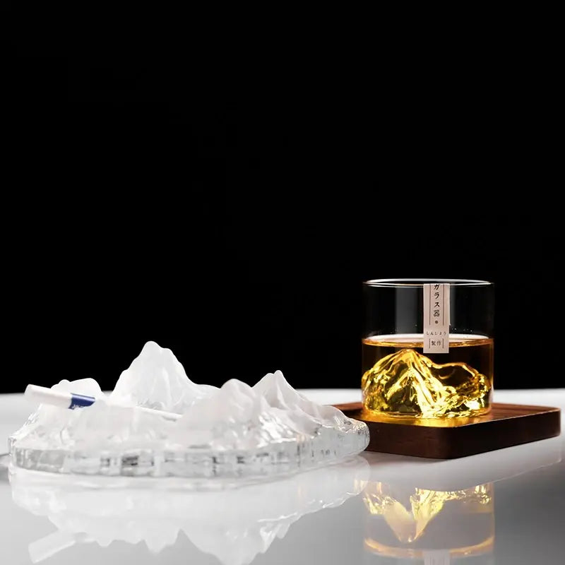 Japan 3D Mountain Whiskey Glass Glacier